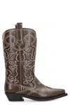 Ganni Stitched Western Style Pointed Toe Boots