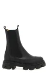 Ganni 55mm Leather Boots With Ankle Height In Black