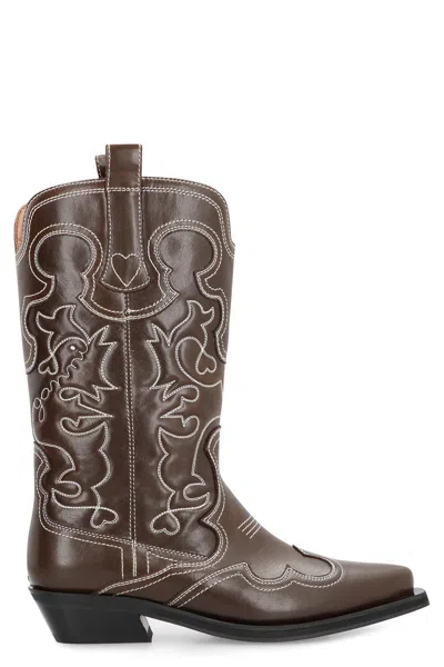 GANNI GANNI LEATHER ANKLE BOOTS