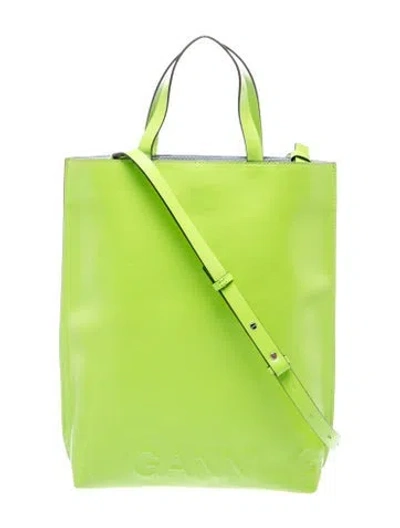 Pre-owned Ganni Leather Backpack In Green