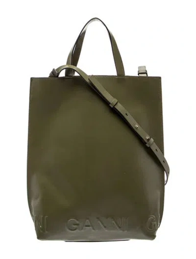 Pre-owned Ganni Leather Backpack In Green