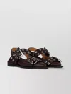 Ganni Leather Ballet Flats Metallic Hardware