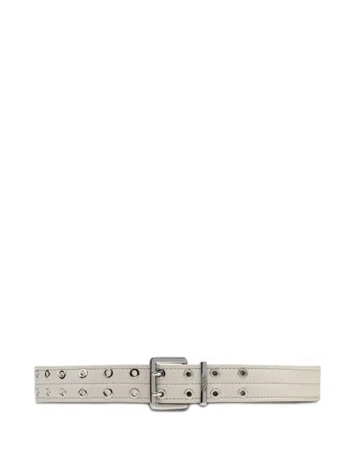 Ganni Leather Belt In Gray