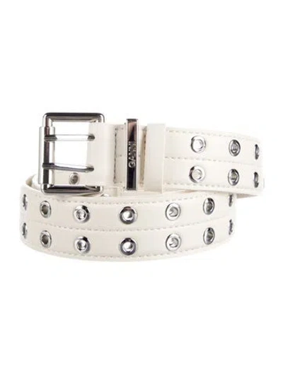 Pre-owned Ganni Leather Belt In White