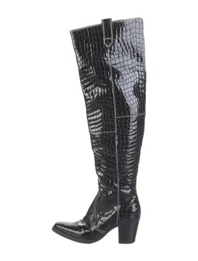 Pre-owned Ganni Leather Boots In Black