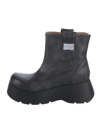 Pre-owned Ganni Leather Boots In Black