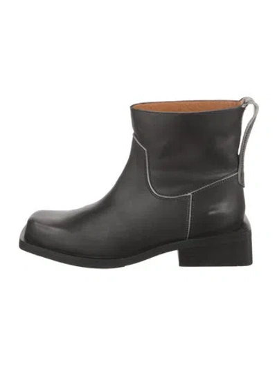 Pre-owned Ganni Leather Boots In Black
