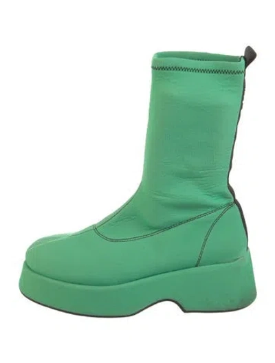 Pre-owned Ganni Leather Boots In Green
