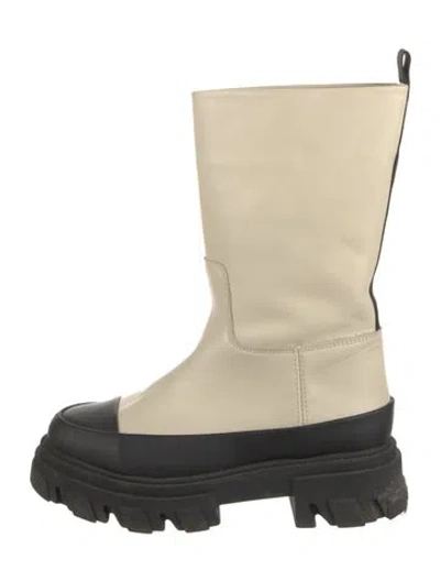Pre-owned Ganni Leather Boots In Neutral
