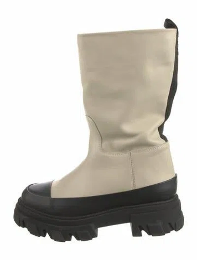 Pre-owned Ganni Leather Boots In Neutral