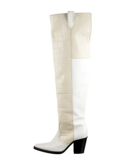 Pre-owned Ganni Leather Boots In White