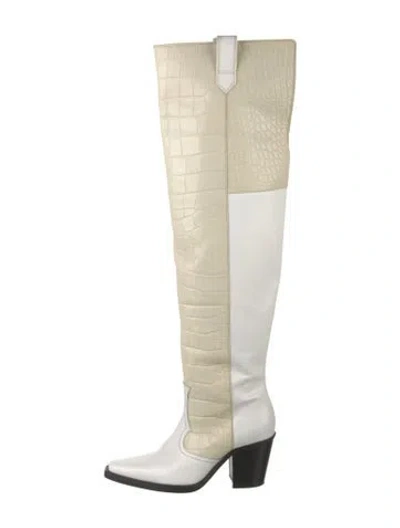 Pre-owned Ganni Leather Boots In White