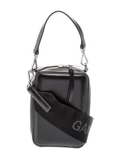 Pre-owned Ganni Leather Bucket Bag In Black