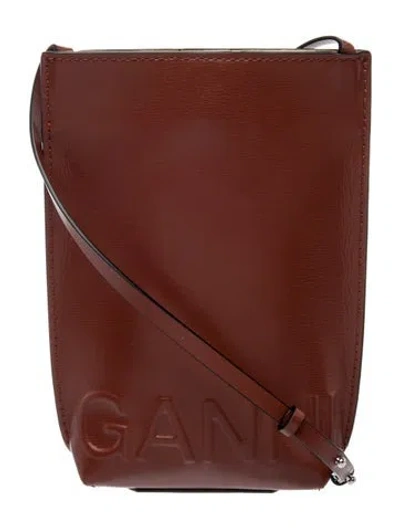 Pre-owned Ganni Leather Bucket Bag In Brown