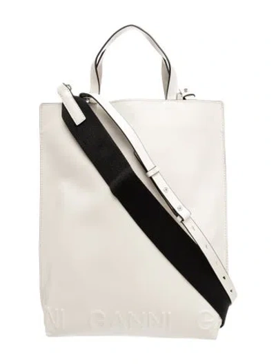 Pre-owned Ganni Leather Bucket Bag In Neutral