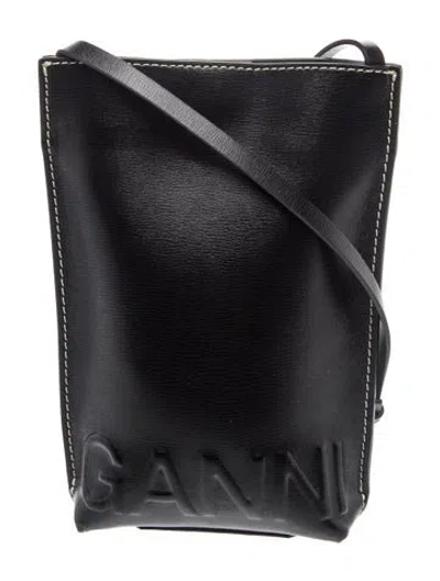 Pre-owned Ganni Leather Bucket Bag W/ Tags In Black