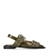 Ganni Ballerina With Buckle In Green