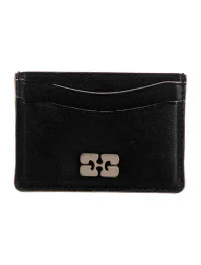 Pre-owned Ganni Leather Card Holder In Black