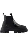 Ganni Leather Chelsea Boots In Black