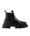 Ganni Leather Chelsea Boots In Black
