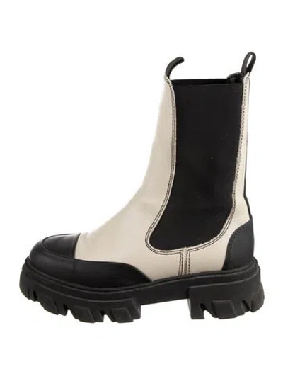 Pre-owned Ganni Leather Chelsea Boots In Black