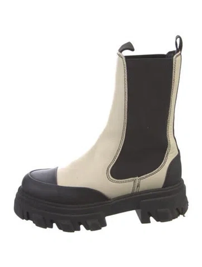 Pre-owned Ganni Leather Chelsea Boots In Black