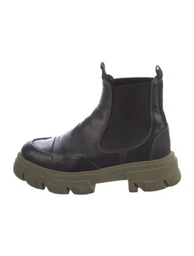 Pre-owned Ganni Leather Chelsea Boots In Black