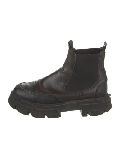 Pre-owned Ganni Leather Chelsea Boots In Black