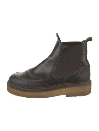 Pre-owned Ganni Leather Chelsea Boots In Black