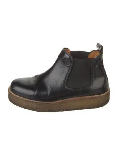 Pre-owned Ganni Leather Chelsea Boots In Black