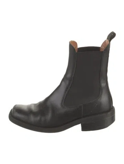 Pre-owned Ganni Leather Chelsea Boots In Black