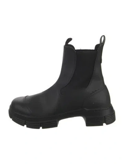 Pre-owned Ganni Leather Chelsea Boots In Black