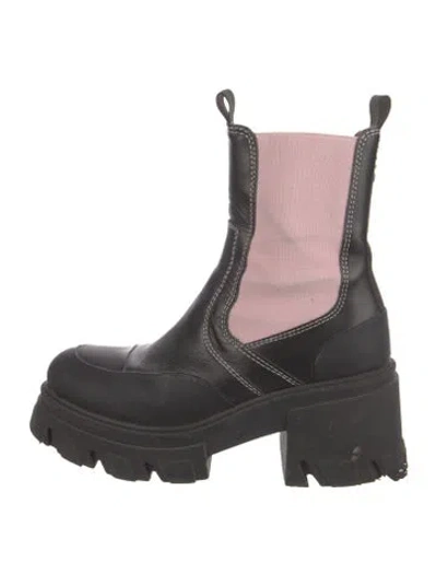 Pre-owned Ganni Leather Chelsea Boots In Black