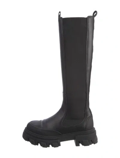 Pre-owned Ganni Leather Chelsea Boots In Black