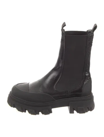 Pre-owned Ganni Leather Chelsea Boots In Black