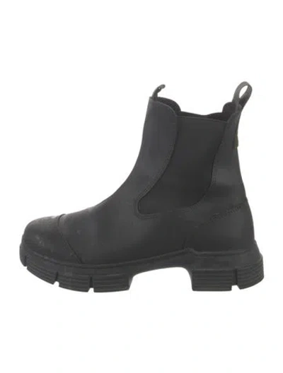 Pre-owned Ganni Leather Chelsea Boots In Black