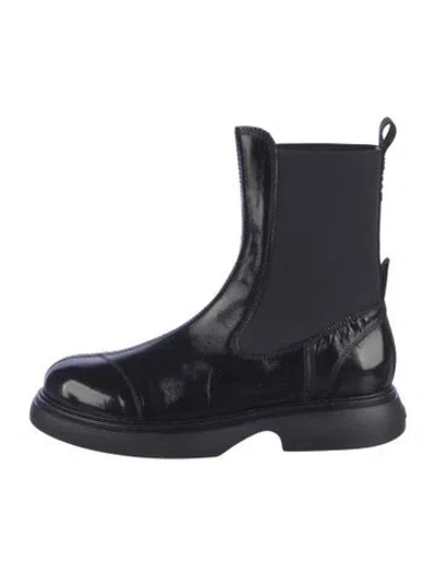 Pre-owned Ganni Leather Chelsea Boots In Black
