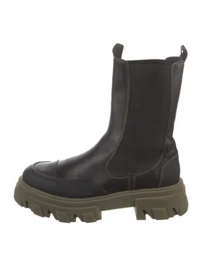 Pre-owned Ganni Leather Chelsea Boots In Black