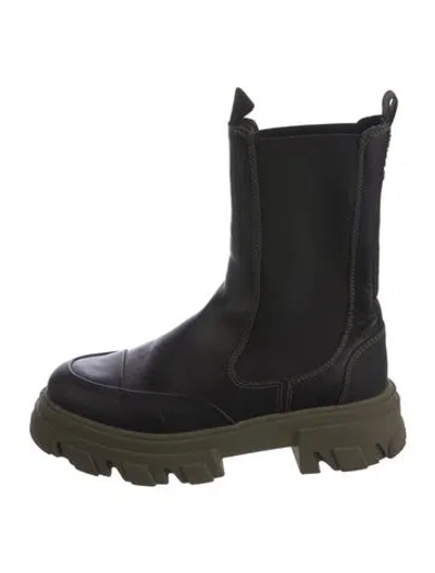 Pre-owned Ganni Leather Chelsea Boots In Black