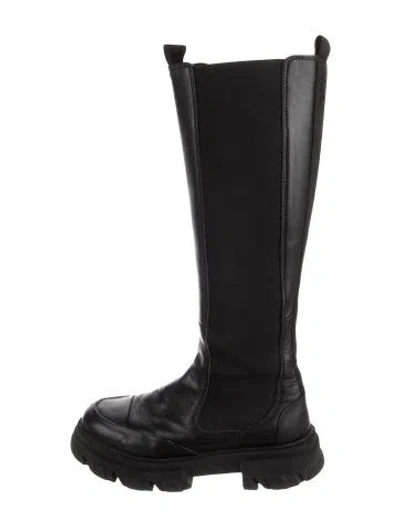 Pre-owned Ganni Leather Chelsea Boots In Black