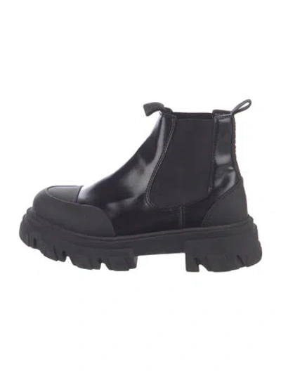 Pre-owned Ganni Leather Chelsea Boots In Black