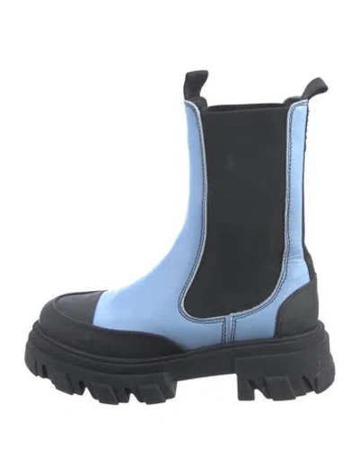 Pre-owned Ganni Leather Chelsea Boots In Black