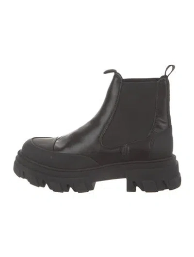 Pre-owned Ganni Leather Chelsea Boots In Black