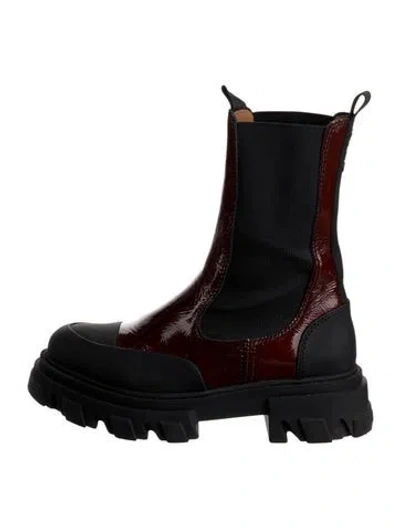 Pre-owned Ganni Leather Chelsea Boots In Black
