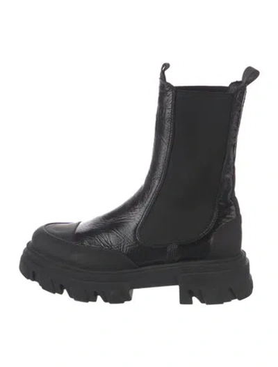 Pre-owned Ganni Leather Chelsea Boots In Black