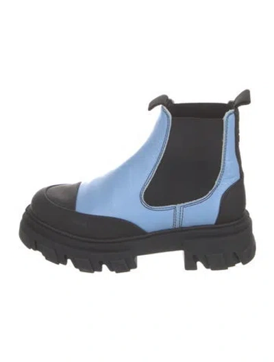 Pre-owned Ganni Leather Chelsea Boots In Blue