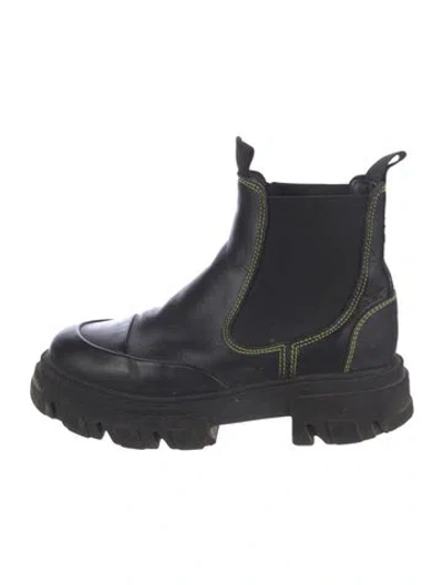 Pre-owned Ganni Leather Chelsea Boots In Blue