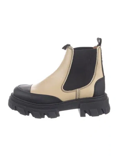 Pre-owned Ganni Leather Chelsea Boots In Blue