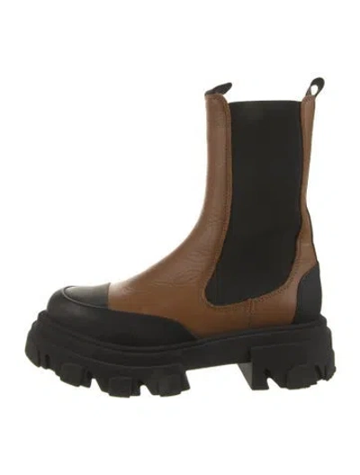 Pre-owned Ganni Leather Chelsea Boots In Brown