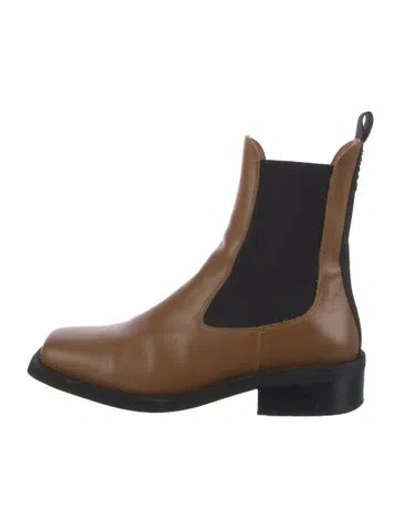 Pre-owned Ganni Leather Chelsea Boots In Brown
